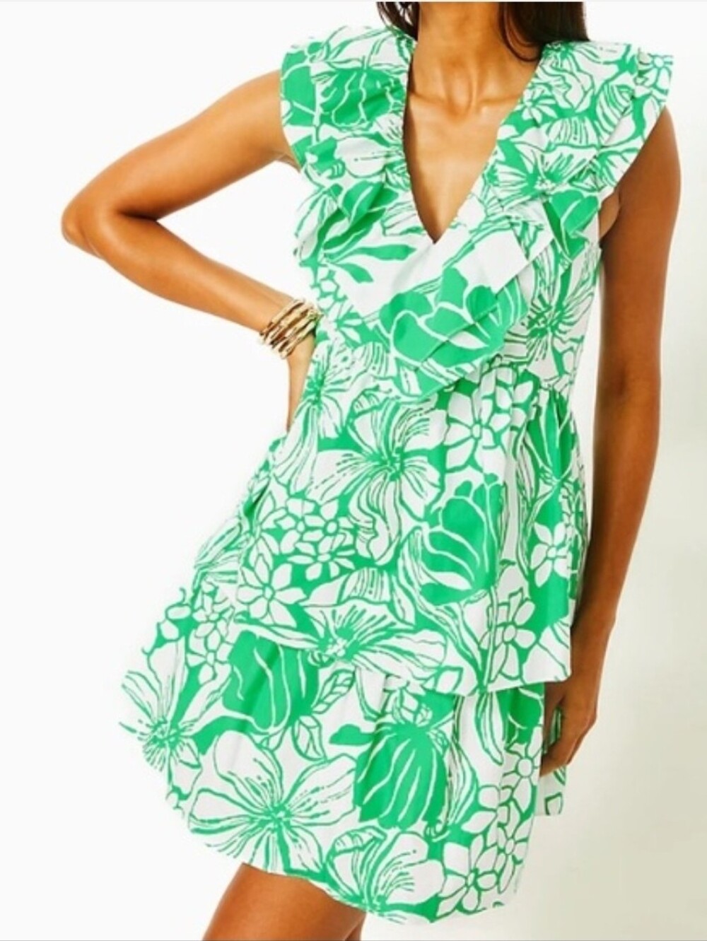Ritamarie Cotton Ruffle Dress In Spearmint Oversized Kiss My Tulips Size 12